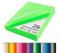 The Felt Store - Feutrine Feutre synthétique découpes en Limette Fluo, env. 22 x 30 cm - 26 pièces