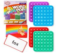 THE FIDGET GAME Word Pop - Flashcards Lire et Pop Pop Fidget Toy pour enfants de pré-K à la première classe - Activités d'apprentissage et jeux pour les mots CVC - Comprend des tapis, des cartes et