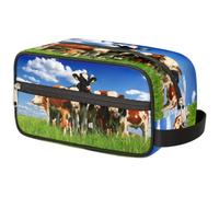 The Field On Calves Trousse de maquillage de voyage en forme de vache pour femmes, hommes, enfants, filles, garçons, trousse de toilette pour produits de toilette cosmétiques, couleur, Taille unique,