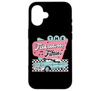 The Fifties 1950s Car Music Checkerboard Rockabilly Sock Hop Coque pour iPhone 16