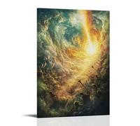 The Final Trompet Echoes over A Valley of Light, As Souls Rise Like Leaves in The Wind, Drawn to A Radiant Horizon. Décoration murale contemporaine - Poster décoratif à suspendre 50 x 75 cm