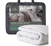 The Fine Bedding Company Couette d'hiver en duvet d'oie 13,5 tog - Couette d'hiver avec plumes et duvet de qualité supérieure, rembourrage naturel respirant, housse en coton doux, lavable - Super King