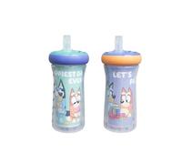 The First Years Bluey - Lot de 2 gobelets isothermes avec paille - Bouteilles d'eau pour enfants de 9 mois et plus - 255 g