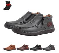 The First Young Shoes Men, Bottes de Conduite à Enfiler en Cuir de qualité supérieure Faites à la Main for Hommes(Grey,41 EU)