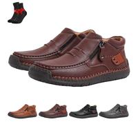 The First Young Shoes Men, Bottes de Conduite à Enfiler en Cuir de qualité supérieure Faites à la Main for Hommes(Brown,46 EU)