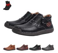 The First Young Shoes Men, Bottes de Conduite à Enfiler en Cuir de qualité supérieure Faites à la Main for Hommes(Black,47 EU)