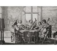 The Five Senses - Hearing after Abraham Bosse 17th Century. From Modes and Manners publié 1935. Affiche imprimée par Hilary Jane Morgan (17 x 11)