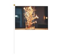 The Flame in the Cup - Lot de 6 et 12 mini drapeaux durables sur bâtons pour cour, jardin et décoration extérieure - 14 x 21 cm