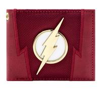 The Flash Emblème Éclair Doré Costume de Super-Héros Portefeuille Bi-Fold ID & Porte-Carte, Rouge
