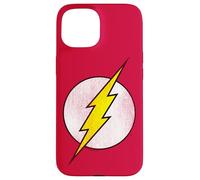 The Flash Logo Distressed White & Yellow Coque pour iPhone 15