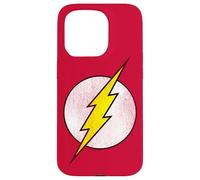 The Flash Logo Distressed White & Yellow Coque pour iPhone 15 Pro