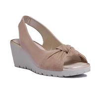 The Flexx Lamu Femmes Arrière Lanière Cuir Mat Compensé Sandale en Or Size UK 4