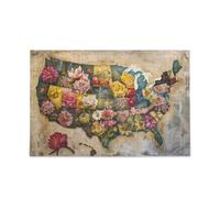 The Floral States of America Puzzle de 500 pièces pour adultes, puzzle familial amusant parfait pour les soirées de jeu