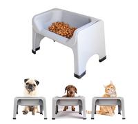 The Fluff Trough Gamelle surélevée pour Chien et Chat avec gamelle en Silicone pour Animaux de Petite et Moyenne Taille - Approuvée par Les vétérinaires, Gris