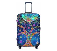 The Fluorescent Tree of Life Housse de protection élastique pour valise de voyage Motif imprimé anti-rayures, Noir , S
