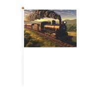The Flying Train Lot de 6 petits drapeaux sur bâtons - Durable 14 x 21 cm - Mini drapeaux pour cour, jardin et décoration extérieure