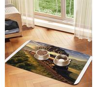The Flying Train Tapis d'alimentation imperméable et antidérapant pour chien et chat - Sans taches - Séchage rapide - Distributeur d'eau pour chien