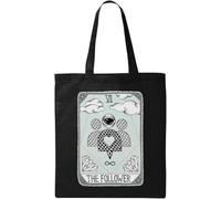 The Follower Sac fourre-tout humoristique en coton écologique avec carte de tarot et parodie des médias sociaux Noir, Noir , Taille unique