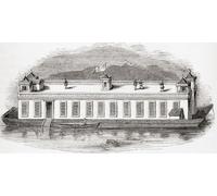 The Folly a Floating coffee-house on the Thames opposite Somerset House London England. From Old England: A Pictorial Museum publié en 1847. Poster imprimé par Ken Welsh (48,3 x 25,4 cm)
