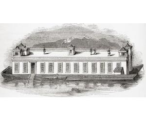 The Folly a Floating coffee-house on the Thames opposite Somerset House London England. From Old England: A Pictorial Museum publié en 1847. Poster imprimé par Ken Welsh (48,3 x 25,4 cm)