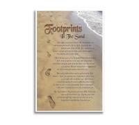 The Footprints in The Sand Poster - Uplifting Christian Quote Canvas for Bedroom & Office Aesthetics(Unframed,16x24inch(40x60cm))