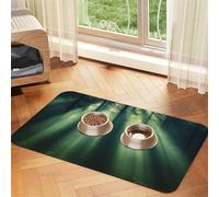 The Forest In The Morning Tapis d'alimentation pour chat et chien en silicone étanche pour empêcher les déversements de nourriture et d'eau sur le sol