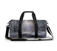 The Forest in Winter Snow Sac de sport cylindrique avec bandoulière pour homme et femme