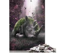 The Forgotten Rhino Puzzles 1000 Pieces Cadeau Unique Jeu Éducatif Défi Jouet À De Qualité Supérieure Peinture Art pour Adultes Enfants 1000pcs (38x26cm)