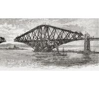 The Forth Bridge before completion Scotland. late -19th century. From Great Engineers publié c.1890 Poster Print by Ken Welsh (20 x 10)