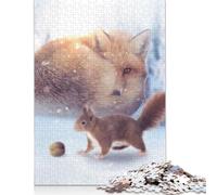 The Fox and Squirrel Puzzle 1000 Pieces Cadeau Unique Jeu Éducatif Défi Jouet À De Qualité Supérieure Peinture Art pour Adultes Enfants 1000pcs (75x50cm)