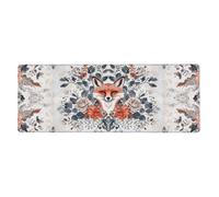 The Fox Blends Into The FlowersTapis de souris à imprimé floral pour ordinateur portable Grand tapis de souris avec bords cousus Base en caoutchouc antidérapant Tapis de bureau à ressort pour bureau