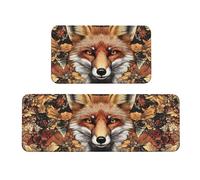 The Fox Hidden In The Fallen Leaves Lot de 2 tapis de cuisine rembourrés confortables pour décoration d'intérieur, évier, tapis de cuisine pour sol antidérapant et lavable, lavabo, 43,2 x 119,2 cm +