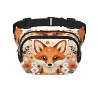 The Fox in the Bush Sac à bandoulière tendance imprimé, sac banane de randonnée, sac à bandoulière carré double couche de voyage et de fitness, noir, taille unique