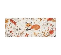 The Fox Is Among The Maple LeavesTapis de souris à imprimé floral pour ordinateur portable Grand tapis de souris avec bords cousus Base en caoutchouc antidérapant Tapis de bureau à ressort pour bureau