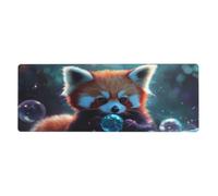 The Fox Playing With Bubbles Tapis de souris à imprimé floral pour ordinateur portable Grand tapis de souris avec bords cousus Base en caoutchouc antidérapant Tapis de bureau à ressort pour bureau