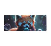 The Fox Playing With Bubbles Tapis de souris avec base en caoutchouc antidérapant étendu avec bords cousus Grand tapis de souris pour gaming PC de bureau 30 x 80 cm