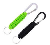 The Friendly Swede - Lot de 2 - Porte-clés en Paracorde avec Mousqueton (Noir + Vert Fluo)