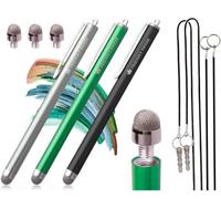The Friendly Swede Stylets pour Tablette, Smartphone, Ecran Tactile avec Pointe Remplaçable en Microfibre - Garantie A Vie (Lot de 3 Stylos) (Argent + Noir - Vert)