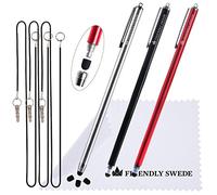 The Friendly Swede XXL Stylets pour Tablette, Smartphone, Ecran Tactile avec Pointe Remplaçable, 18,5cm (Argent, Noir, Rouge)