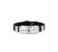 The Frienemy Aabharan Bracelet tendance unisexe en acier inoxydable et silicone - Bracelet réglable noir pour les fans de K-Pop Jung Idols, taille unique, Acier inoxydable, Pas de gemme