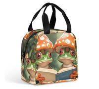 The Frog Family Is Reading - Sac à déjeuner isotherme portable avec poignée, étanche et réutilisable pour le travail, le pique-nique, les voyages