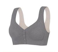 The Front Buckle Underwear Ladies Do Not Run Cup Without Ring Middle and Elderly Grande taille Rembourré Chaud Soutien-gorge sans armature pour femme UK, gris, XXL