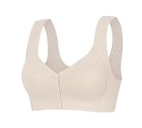 The Front Buckle Underwear Ladies Do Not Run Cup Without Ring Middle and Elderly Large Size Padded Warm Bra Bra for Women Sports, beige, 3XL