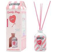 The Fruit Company Désodorisant Mikado Sucette de cœur Candy Edition 40 ml 0 % alcool et extraits naturels - Diffuseur liquide avec bâtonnets - Parfum durable plus de 60 jours