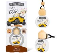 The Fruit Company Désodorisant voiture noix de coco absorbant les odeurs pour grille ou suspension 0 % alcool avec extraits naturels