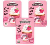 The Fruit Company Lot de 3 baumes à lèvres Fraise NATA | Hydrate et répare avec du beurre et du karité vitamine E | Sans huiles minérales Kiss My Lips