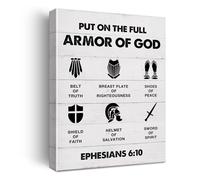 The Full Armor of God Canvas Art, Inspirational Christian Gift for Men, Bible Verse Print for Office, Dorm, and Man Cave(Framed,16x24inch(40x60cm))