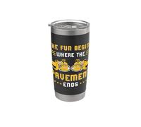 The Fun Begins Pavement Ends Construction Véhicules Bulldozer Gobelet isotherme en acier inoxydable double paroi