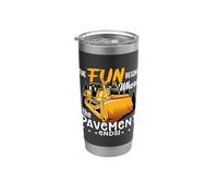 The Fun Begins Worker Site Véhicules de chantier Bulldozer Gobelet isotherme en acier inoxydable double paroi