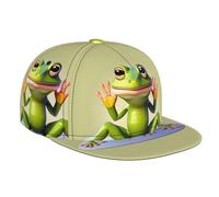 The Funny Frog Doing Yoga Casquette de baseball tendance à bord plat, convient pour toutes les saisons, un bon choix pour la course et les voyages Noir